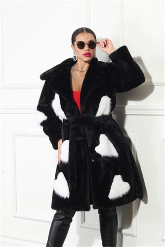 Monochrome Love Faux Fur Coat