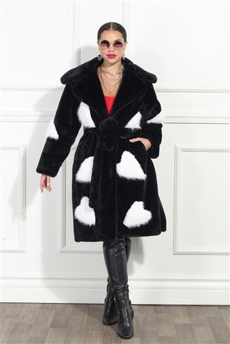 Monochrome Love Faux Fur Coat